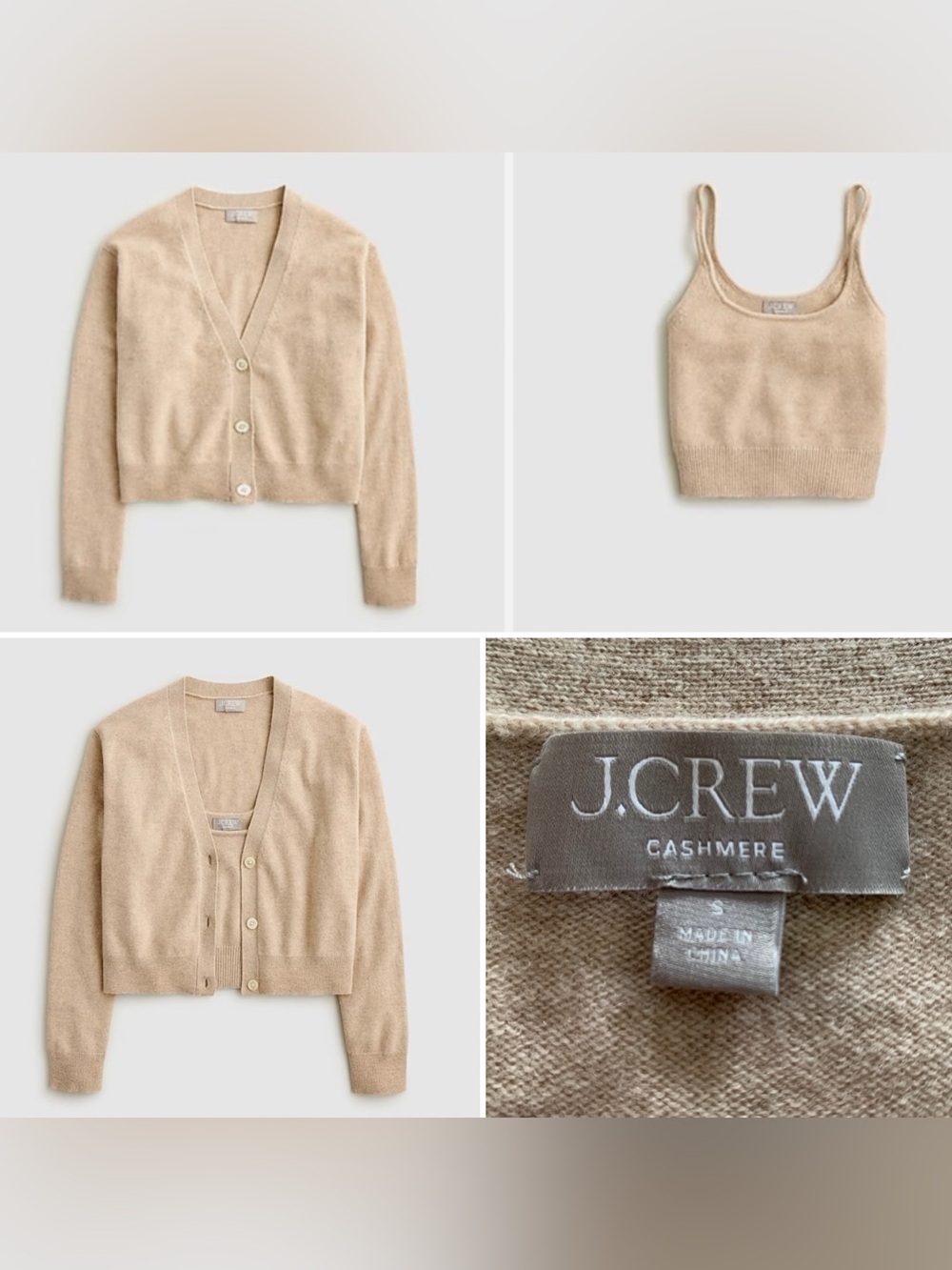 J.Crew Beige Cashmere shrunken Sweater-Tank Set Size Small $198 MSRP